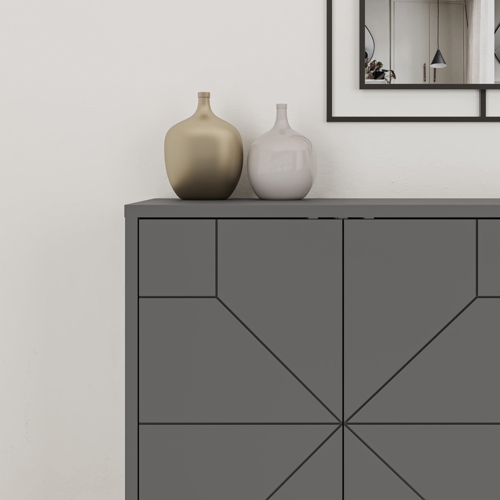 Modern sideboard cabinet with metal legs and closed storage, ideal for living room, dining area or hallway