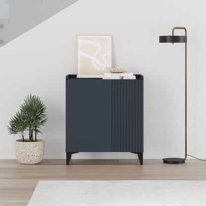 Holie Deep Blue Multipurpose Cabinet with Black Metal Legs – Modern Storage Unit