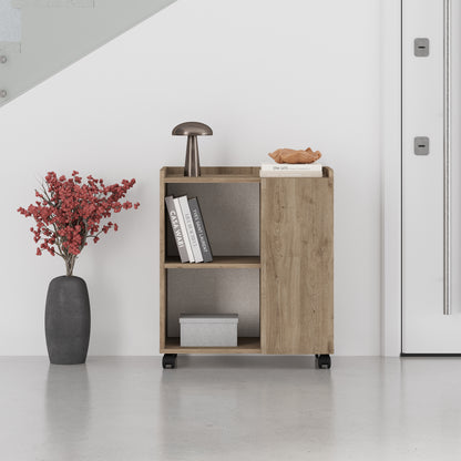 Zeo Cabinet with Wheels – Space Saving Storage Unit with Open & Closed Shelves