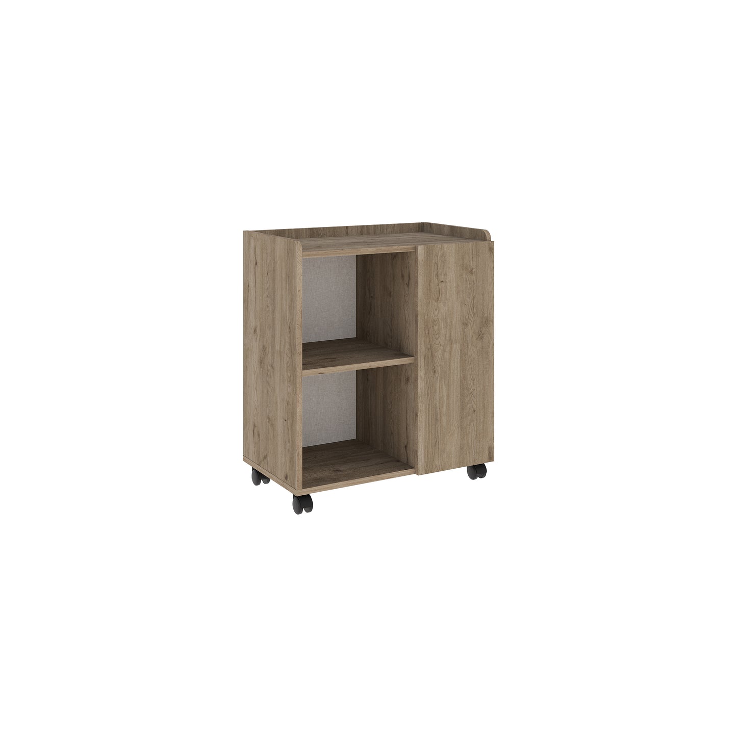 Zeo Cabinet with Wheels – Space Saving Storage Unit with Open & Closed Shelves