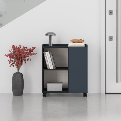 Zeo Cabinet with Wheels – Space Saving Storage Unit with Open & Closed Shelves