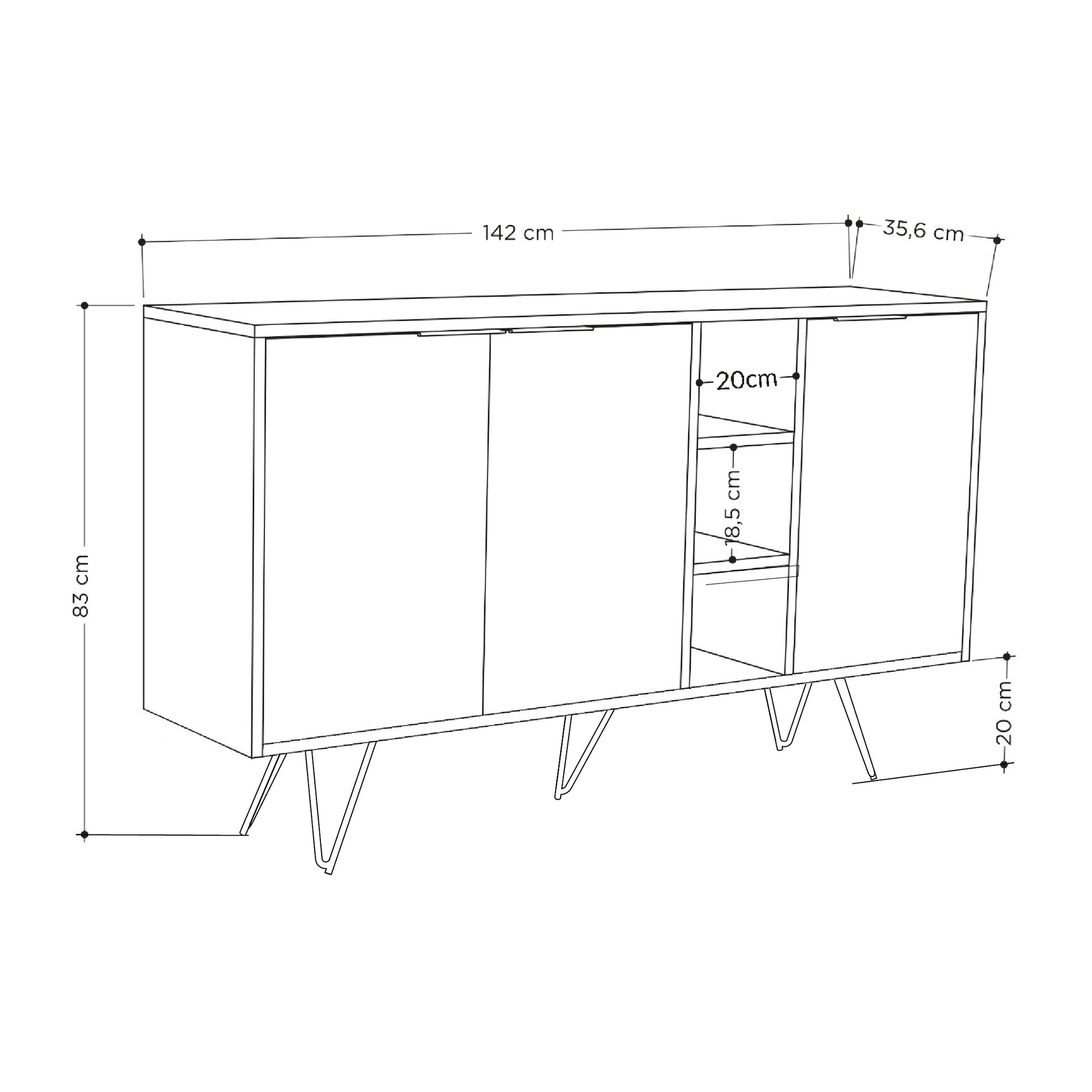 Modern sideboard cabinet with metal legs and closed storage, ideal for living room, dining area or hallway