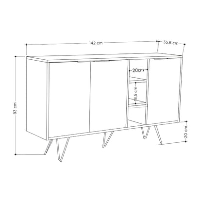 Modern sideboard cabinet with metal legs and closed storage, ideal for living room, dining area or hallway