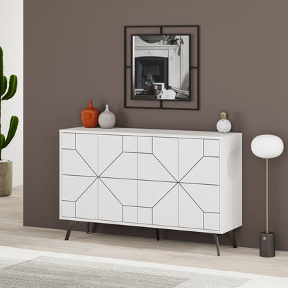 Modern sideboard cabinet with metal legs and closed storage, ideal for living room, dining area or hallway
