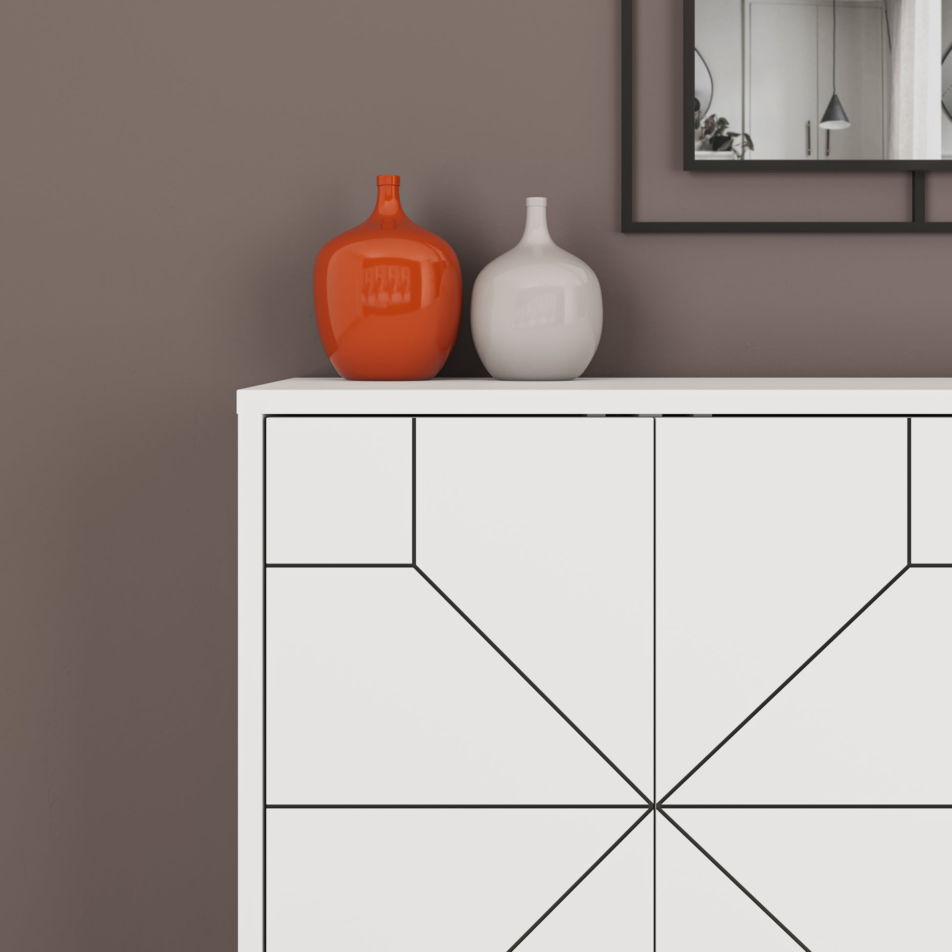 Modern sideboard cabinet with metal legs and closed storage, ideal for living room, dining area or hallway