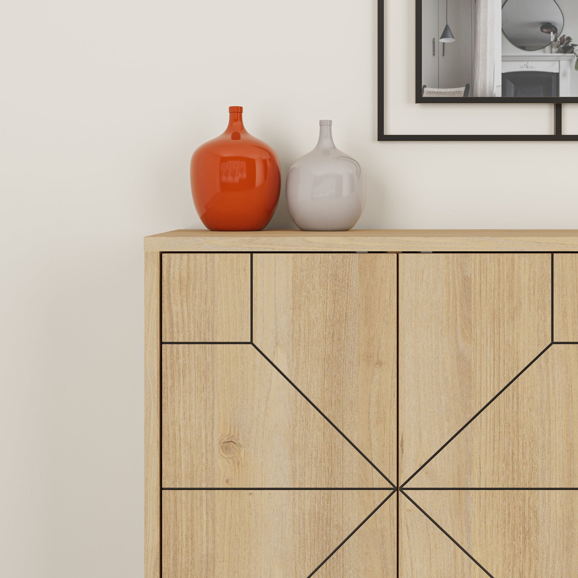 Modern sideboard cabinet with metal legs and closed storage, ideal for living room, dining area or hallway