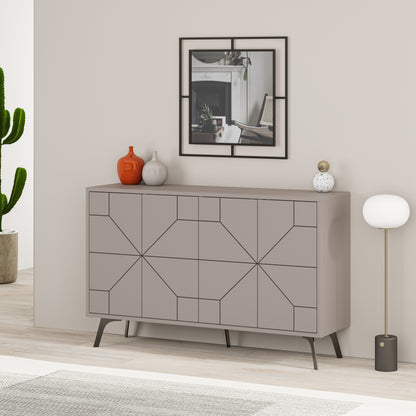 Modern sideboard cabinet with metal legs and closed storage, ideal for living room, dining area or hallway