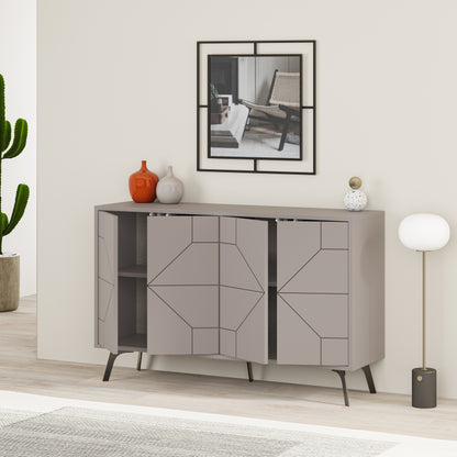 Modern sideboard cabinet with metal legs and closed storage, ideal for living room, dining area or hallway