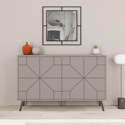 Modern sideboard cabinet with metal legs and closed storage, ideal for living room, dining area or hallway