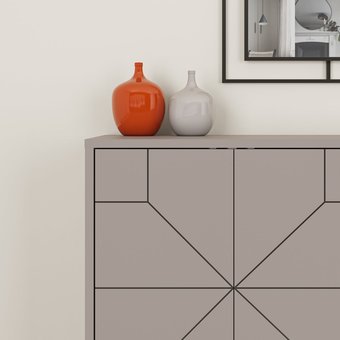 Modern sideboard cabinet with metal legs and closed storage, ideal for living room, dining area or hallway