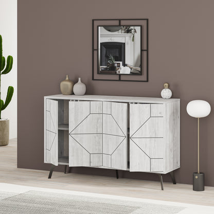 Modern sideboard cabinet with metal legs and closed storage, ideal for living room, dining area or hallway