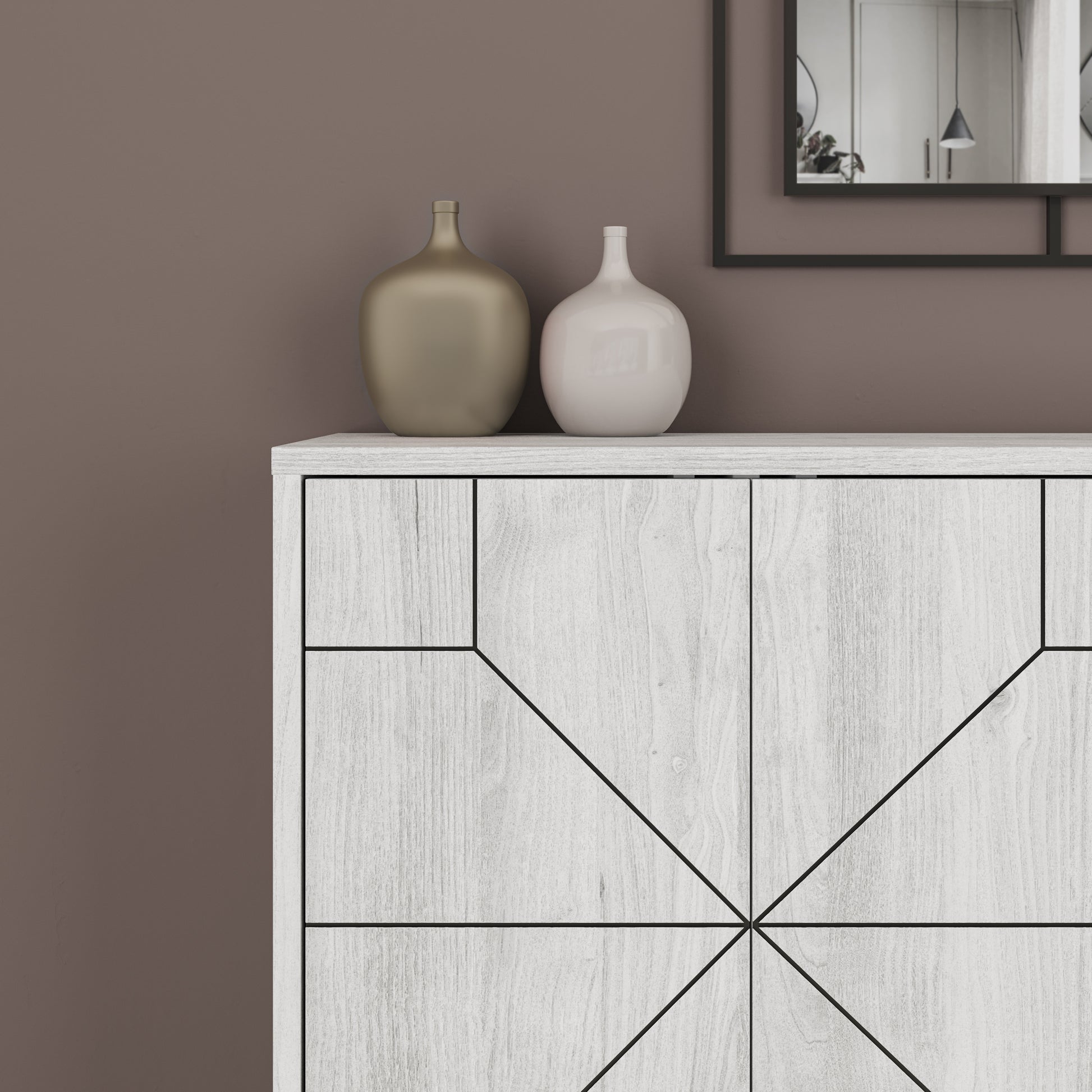 Modern sideboard cabinet with metal legs and closed storage, ideal for living room, dining area or hallway