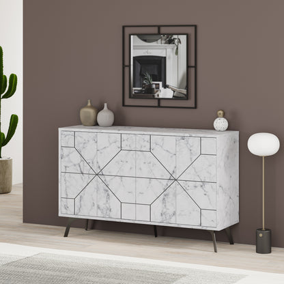 Modern sideboard cabinet with metal legs and closed storage, ideal for living room, dining area or hallway