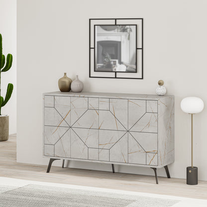 Modern sideboard cabinet with metal legs and closed storage, ideal for living room, dining area or hallway