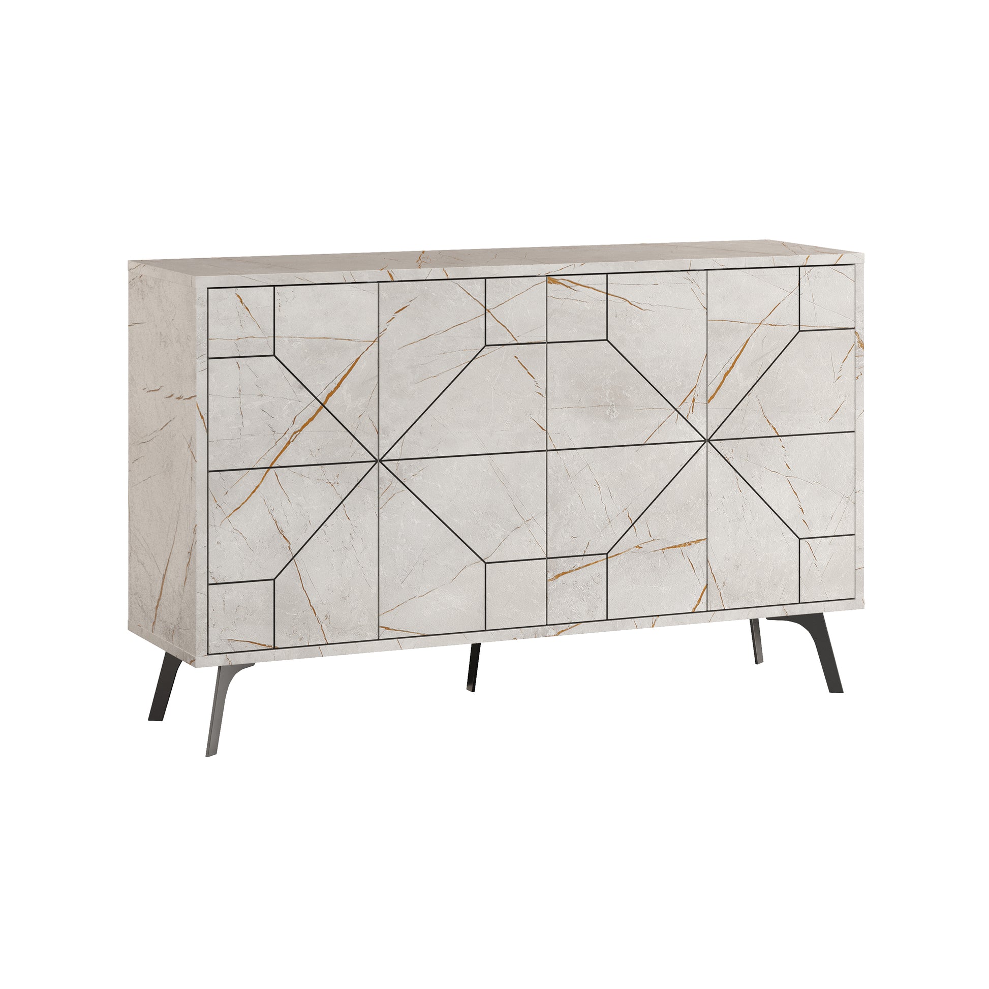 Modern sideboard cabinet with metal legs and closed storage, ideal for living room, dining area or hallway