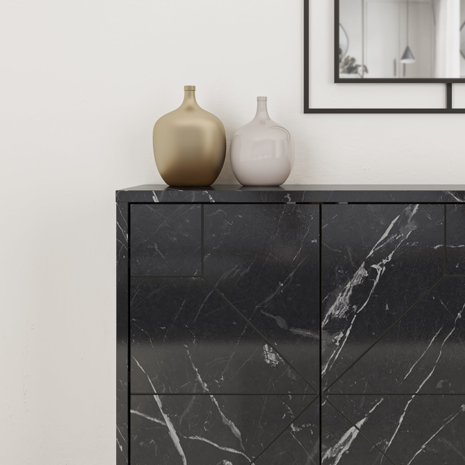 Modern sideboard cabinet with metal legs and closed storage, ideal for living room, dining area or hallway