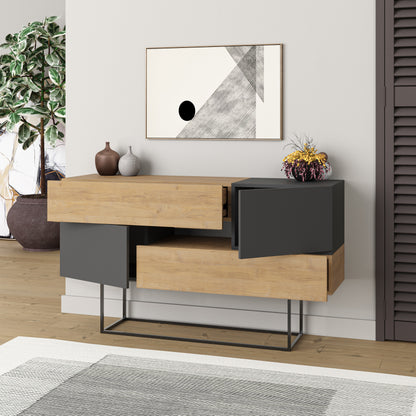 Modern oak sideboard with anthracite doors and drawers, perfect for living room, dining room or hallway storage