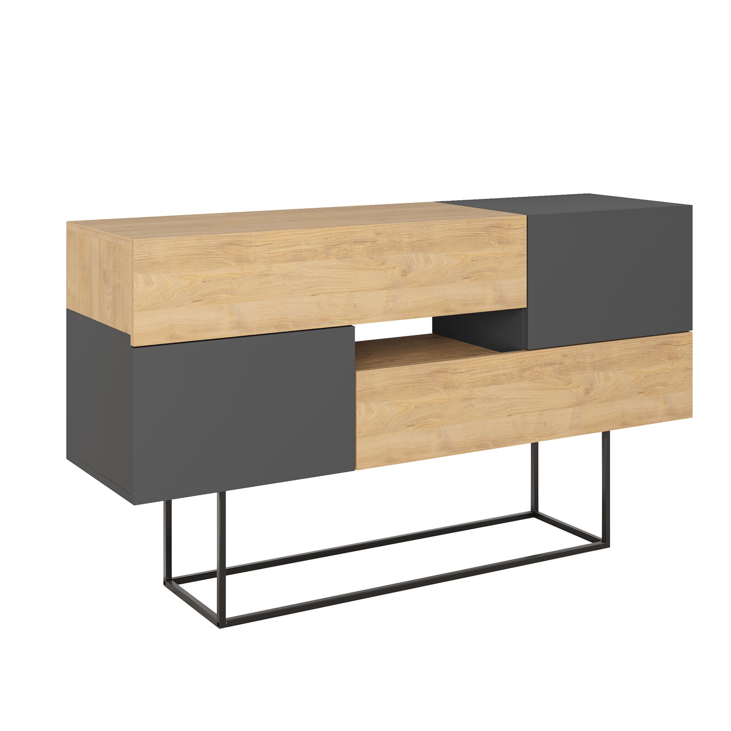 Modern oak sideboard with anthracite doors and drawers, perfect for living room, dining room or hallway storage