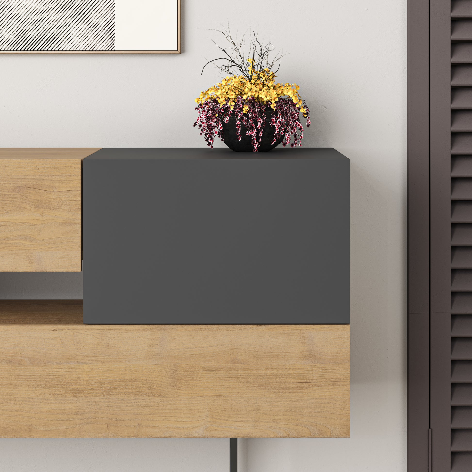 Modern oak sideboard with anthracite doors and drawers, perfect for living room, dining room or hallway storage