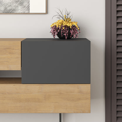 Modern oak sideboard with anthracite doors and drawers, perfect for living room, dining room or hallway storage
