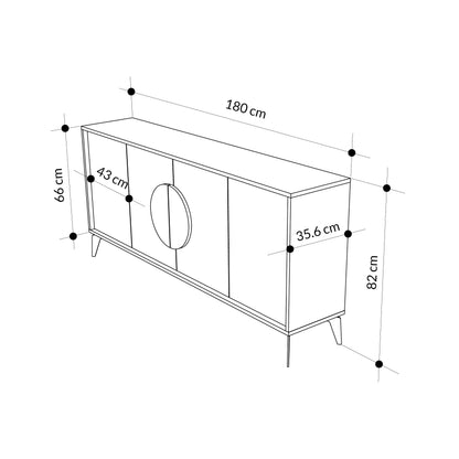 Modern Sideboard Cabinet – Moon Console 180 cm with 4 Doors & 8 Compartments