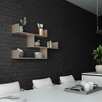 Snerra 119 cm 3-Tier Wall-Mounted Shelf Unit — Mocha Grey, image 2