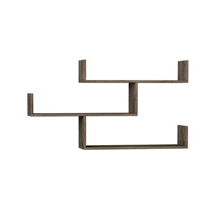 Snerra 119 cm 3-Tier Wall-Mounted Shelf Unit — Dark Coffee, image 4