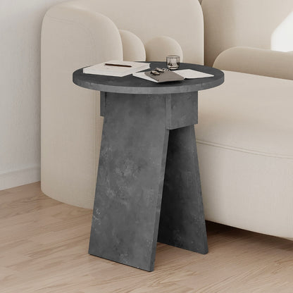 Chen Modern Round Side Table – Small Accent Table for Sofa or Bedside with Unique Design