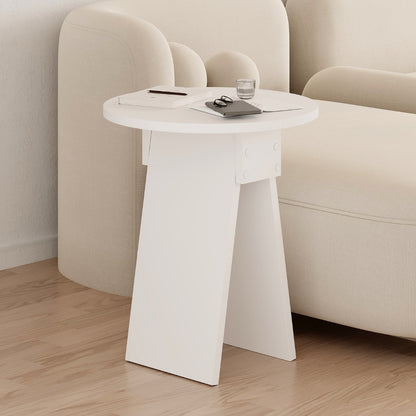 Chen Modern Round Side Table – Small Accent Table for Sofa or Bedside with Unique Design