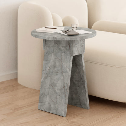 Chen Modern Round Side Table – Small Accent Table for Sofa or Bedside with Unique Design