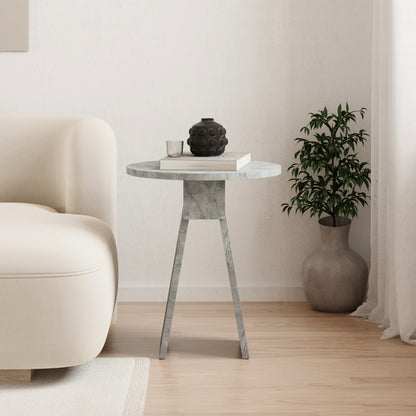 Chen Modern Round Side Table – Small Accent Table for Sofa or Bedside with Unique Design