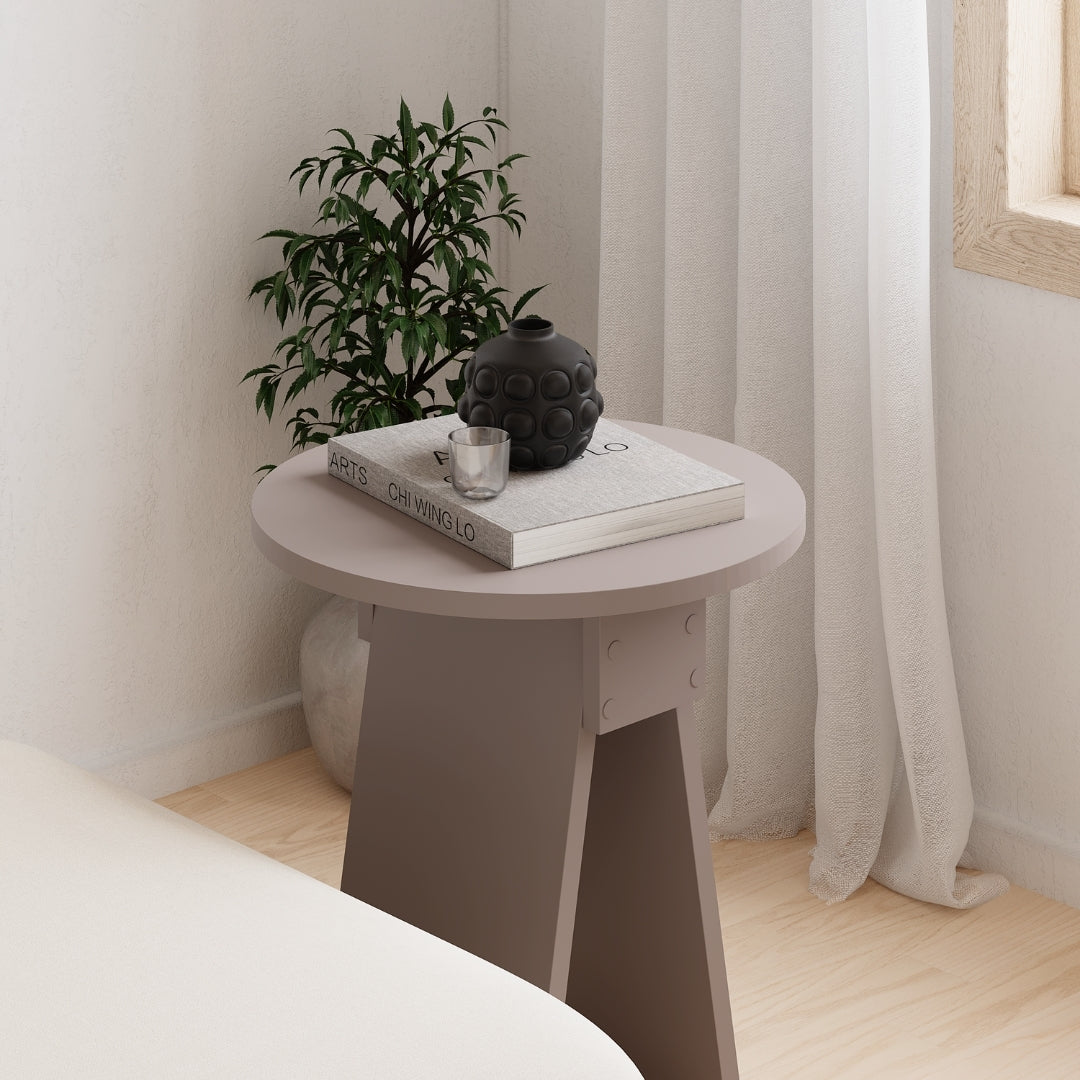 Chen Modern Round Side Table – Small Accent Table for Sofa or Bedside with Unique Design