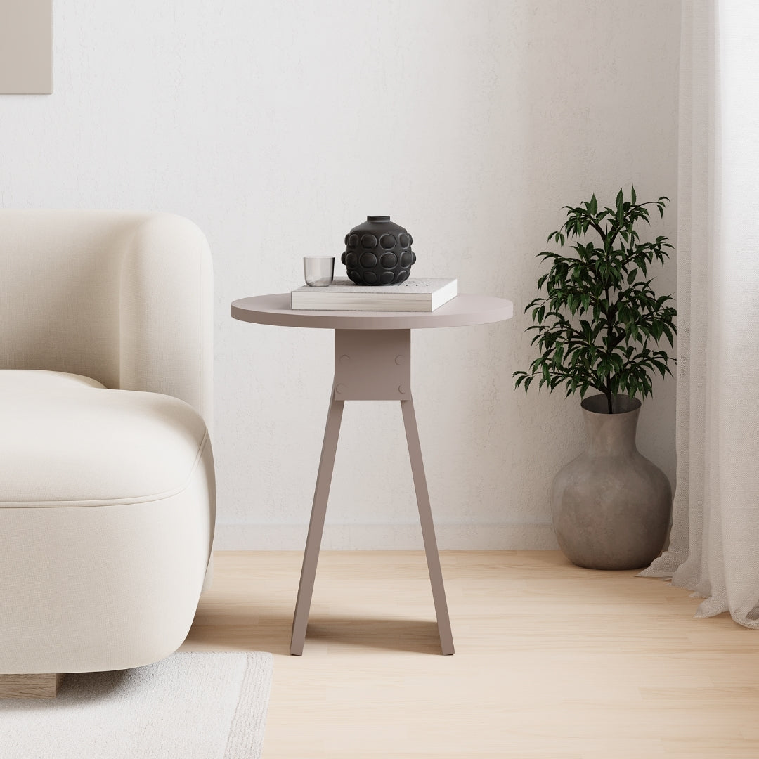 Chen Modern Round Side Table – Small Accent Table for Sofa or Bedside with Unique Design