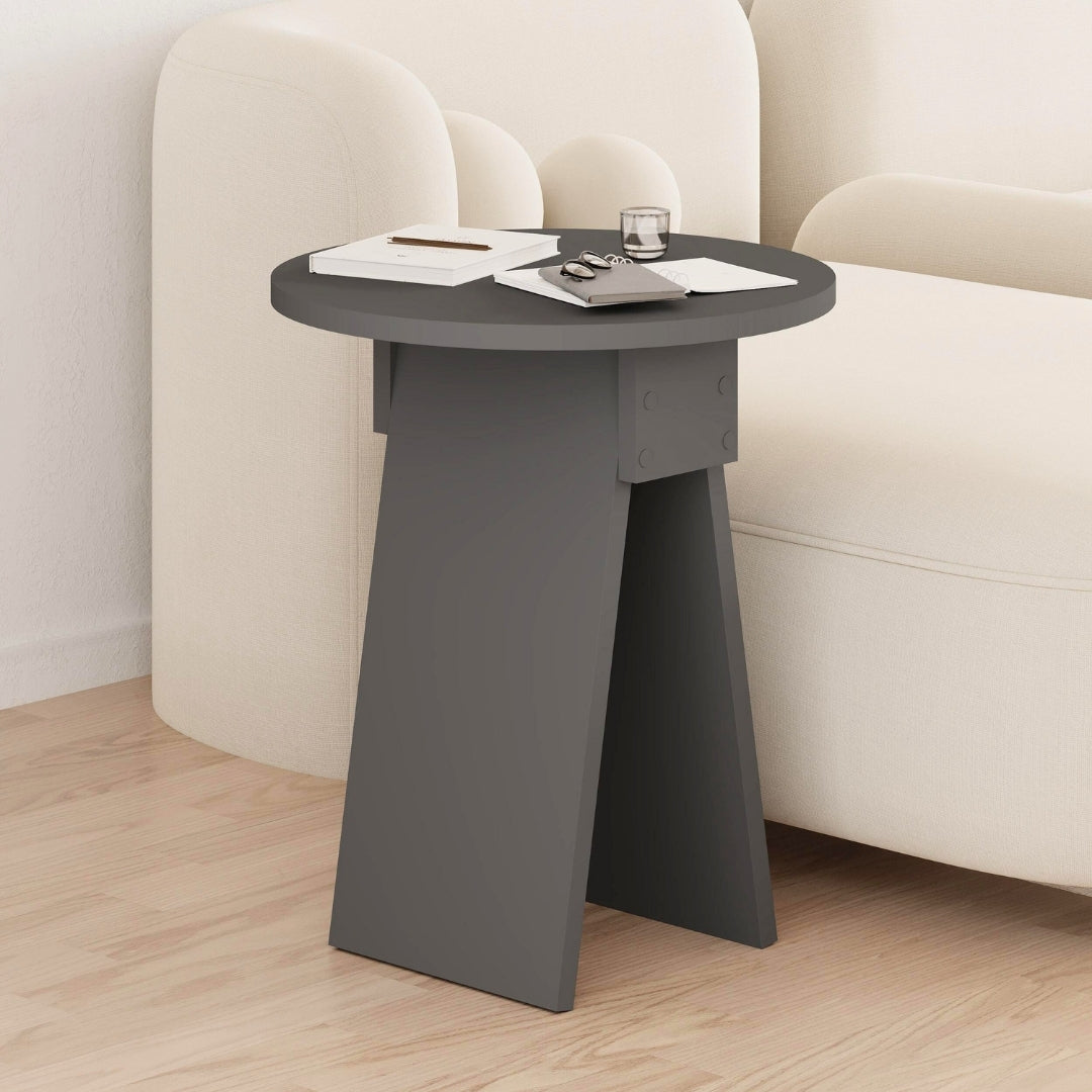 Chen Modern Round Side Table – Small Accent Table for Sofa or Bedside with Unique Design
