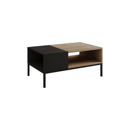 Kailin Modern Coffee Table with Storage – Rectangular Living Room Table with Metal Legs
