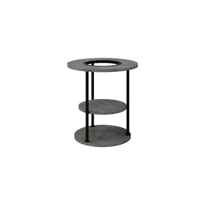 Quillo 50cm Round Side Table with Three Tiers and Metal Frame — Retro Grey, image 3
