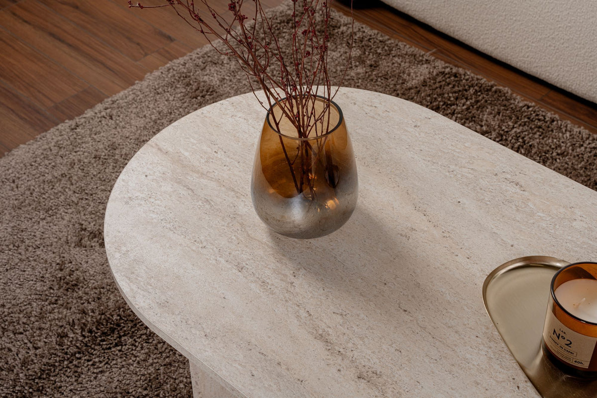 Halvra 119cm Oval Coffee Table with Floor-Protecting Legs — Travertine, image 7