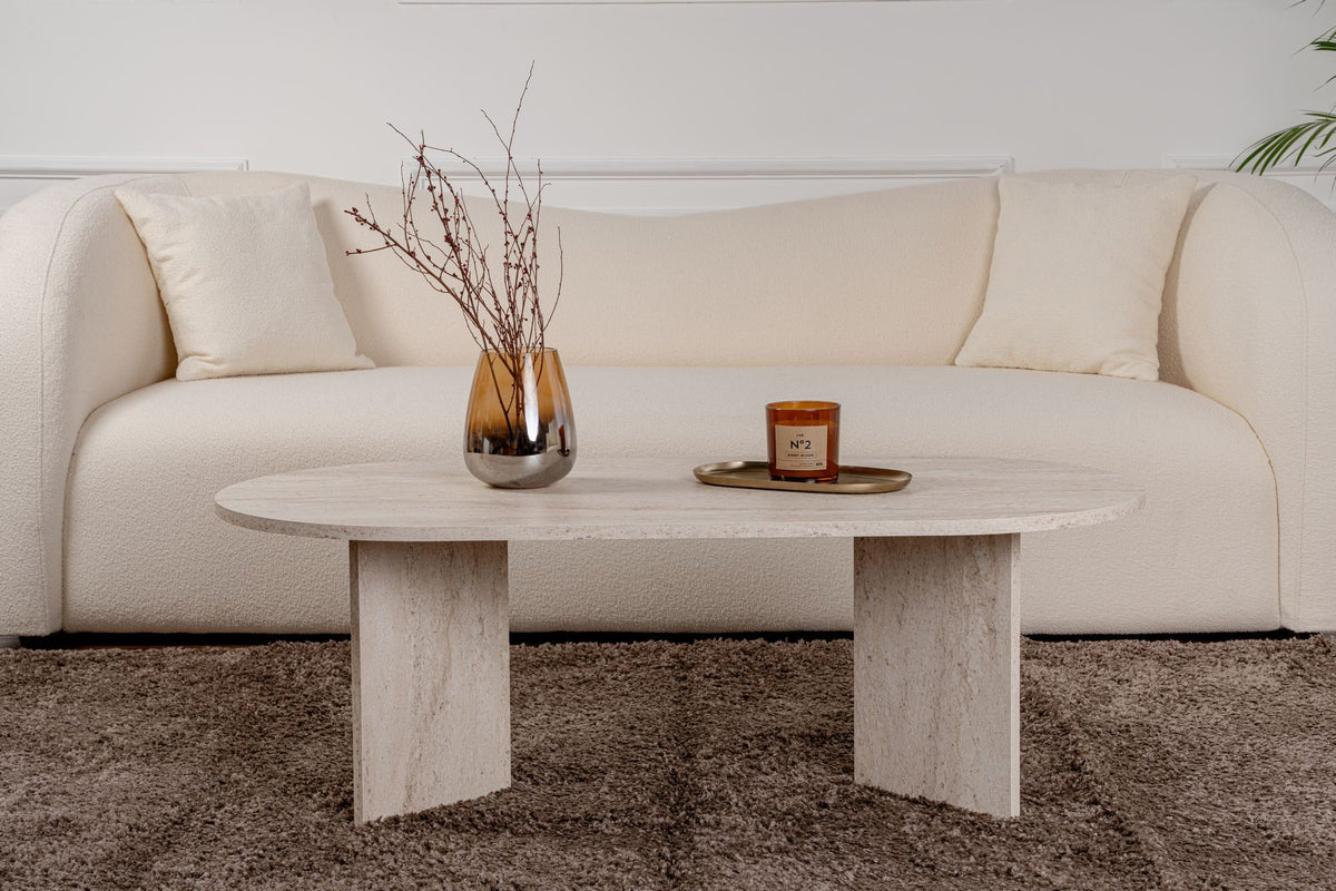 Halvra 119cm Oval Coffee Table with Floor-Protecting Legs — Travertine, image 2