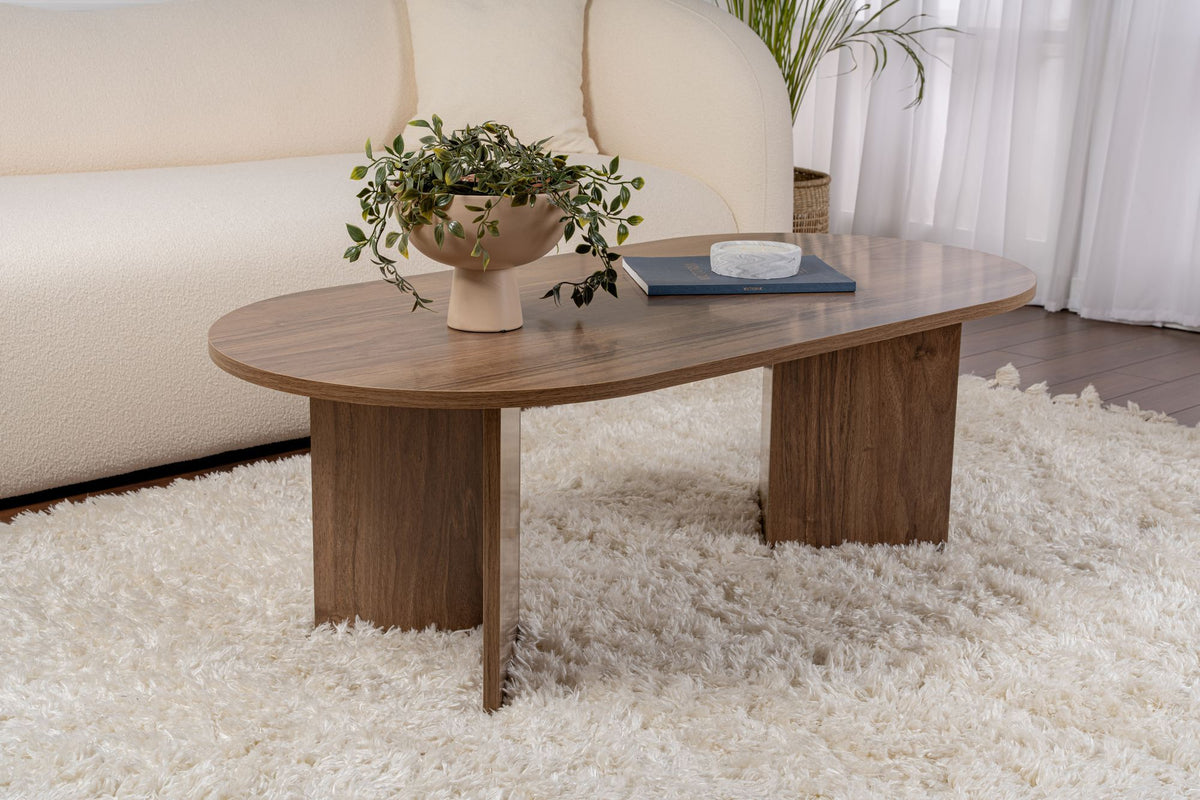 Halvra 119cm Oval Coffee Table with Floor-Protecting Legs — Natural Walnut Effect, image 5