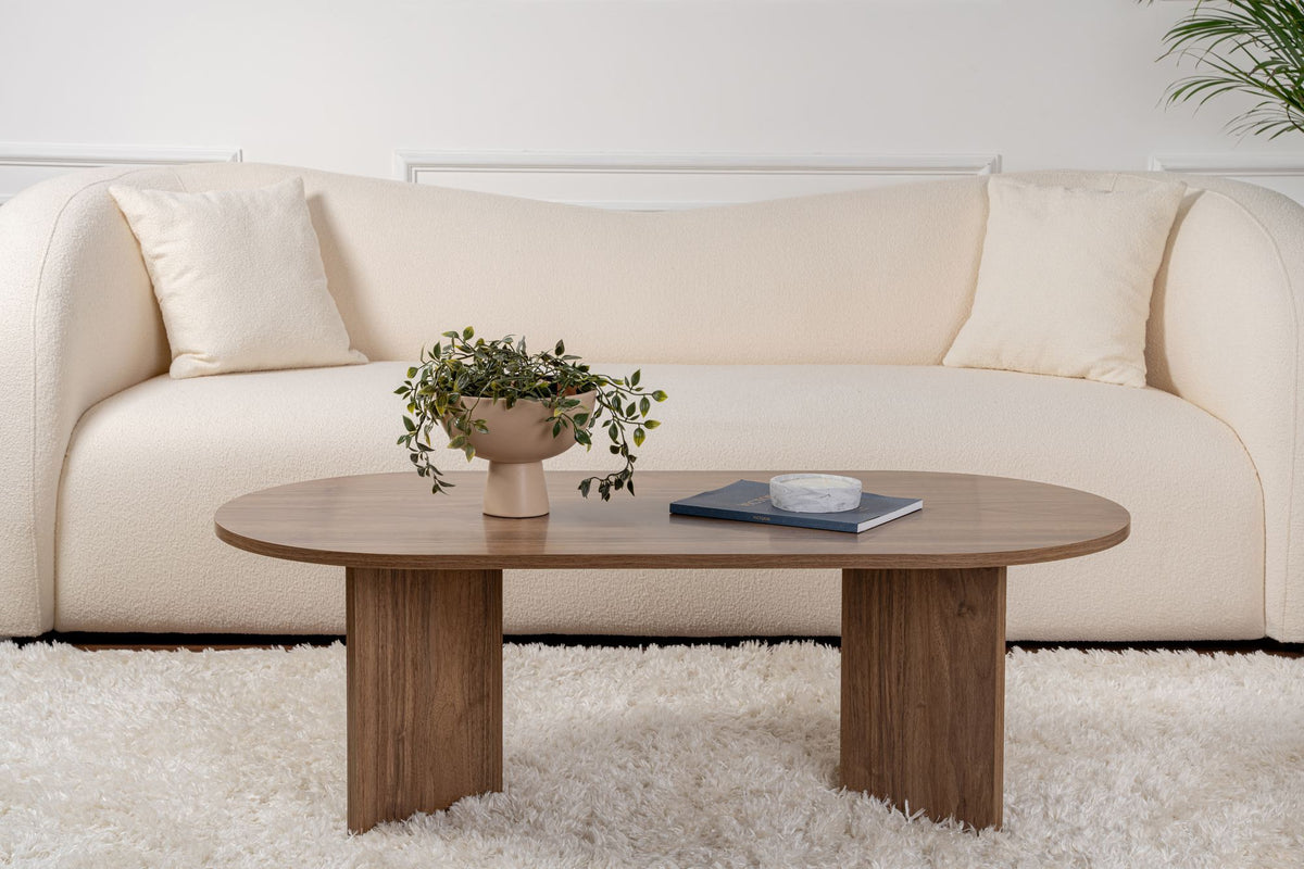Halvra 119cm Oval Coffee Table with Floor-Protecting Legs — Natural Walnut Effect, image 2