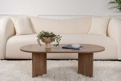 Halvra 119cm Oval Coffee Table with Floor-Protecting Legs — Natural Walnut Effect, image 2
