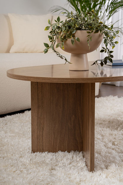Halvra 119cm Oval Coffee Table with Floor-Protecting Legs — Natural Walnut Effect, image 4