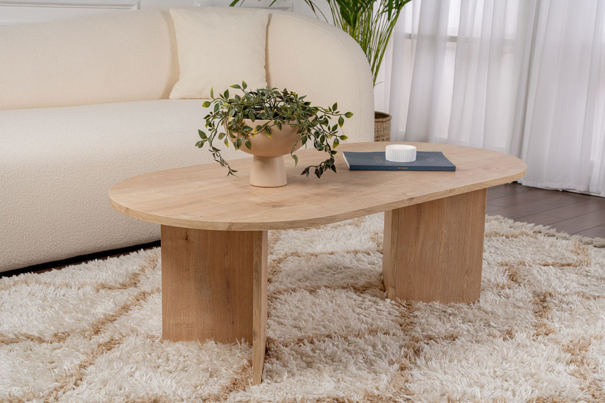 Halvra 119cm Oval Coffee Table with Floor-Protecting Legs — Oak, image 5