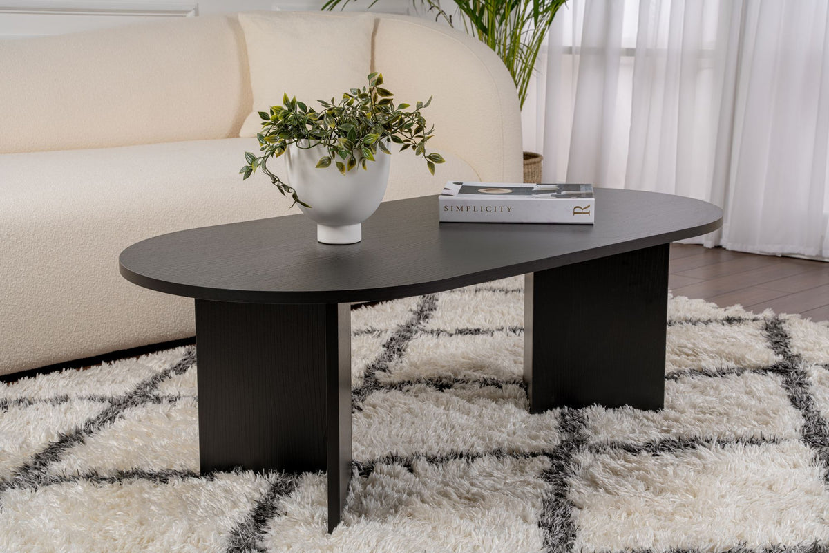 Halvra 119cm Oval Coffee Table with Floor-Protecting Legs — Black Wood, image 5