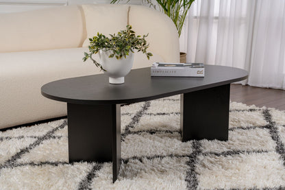 Halvra 119cm Oval Coffee Table with Floor-Protecting Legs — Black Wood, image 5