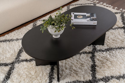 Halvra 119cm Oval Coffee Table with Floor-Protecting Legs — Black Wood, image 6