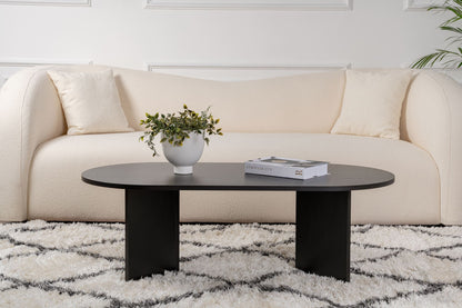 Halvra 119cm Oval Coffee Table with Floor-Protecting Legs — Black Wood, image 2