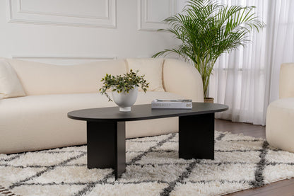 Halvra 119cm Oval Coffee Table with Floor-Protecting Legs — Black Wood, image 1