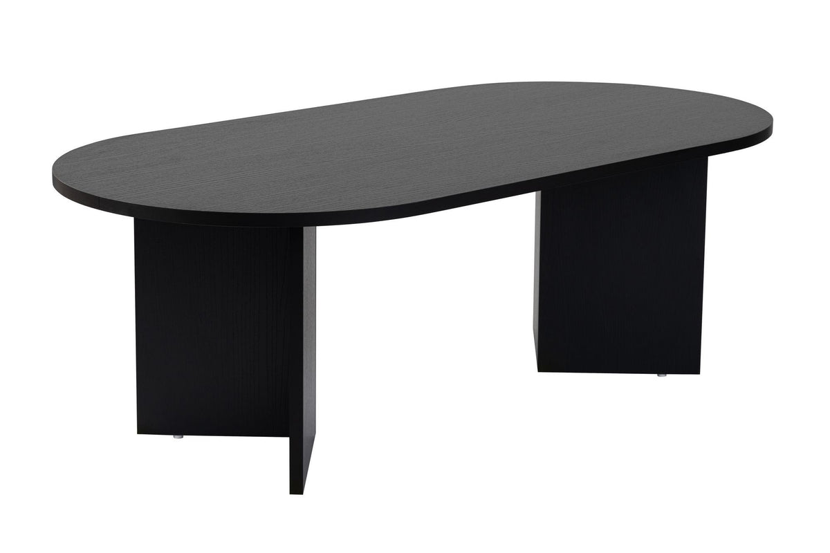 Halvra 119cm Oval Coffee Table with Floor-Protecting Legs — Black Wood, image 3