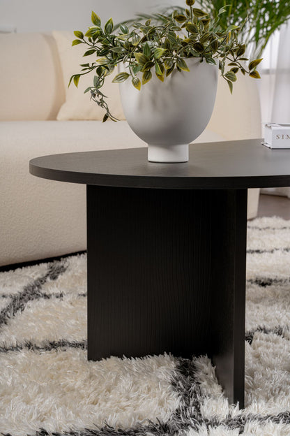 Halvra 119cm Oval Coffee Table with Floor-Protecting Legs — Black Wood, image 4